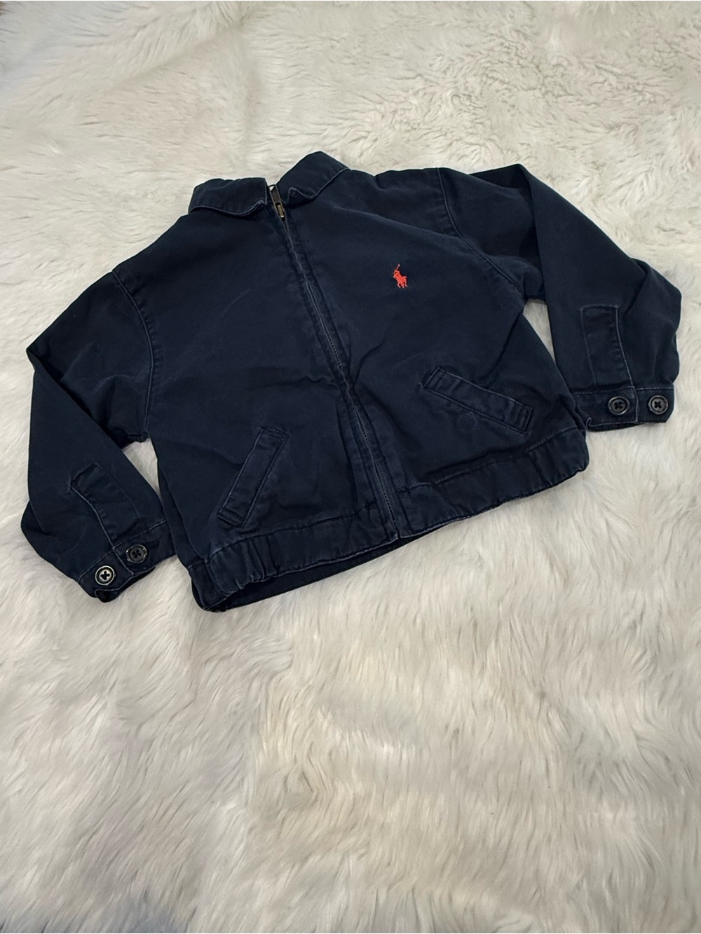 Polo by Ralph Lauren Navy Zip Front Jacket Red Pony Cotton Boys Size 2T/2